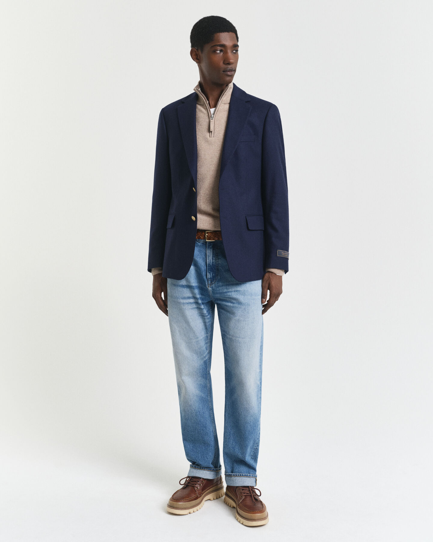 Jersey de lana de oveja muy fina con media cremallera