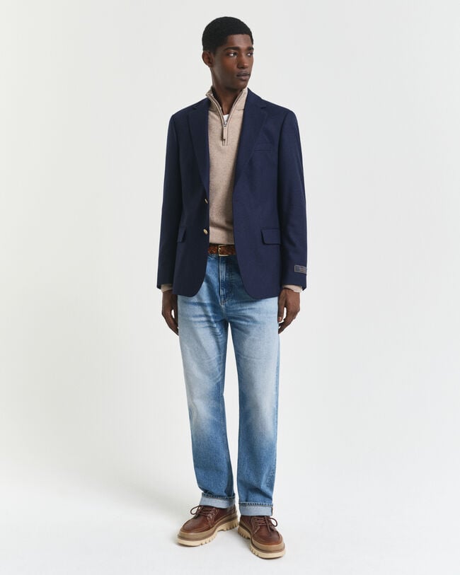 Jersey de lana de oveja muy fina con media cremallera