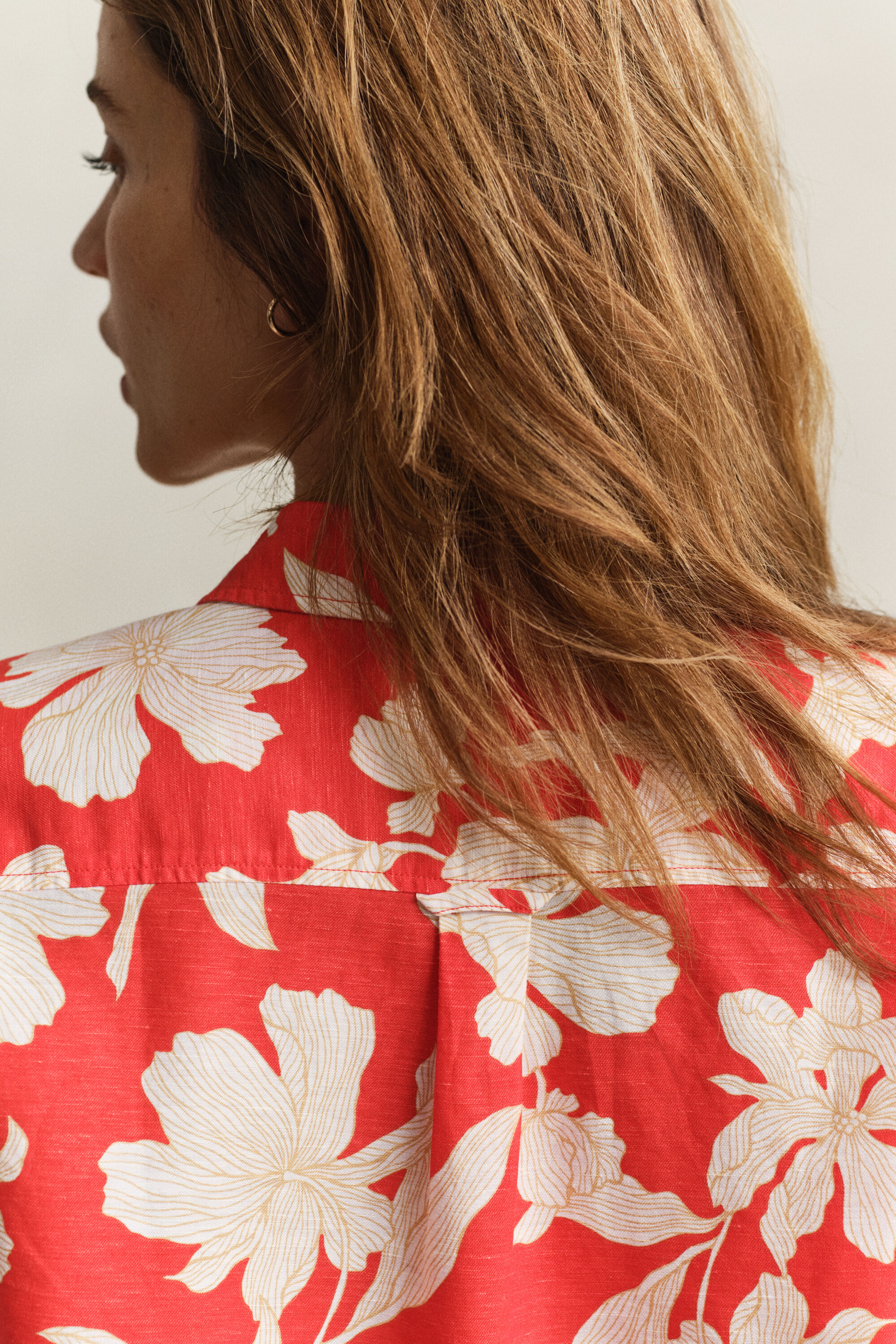 Camisa de lino de flores