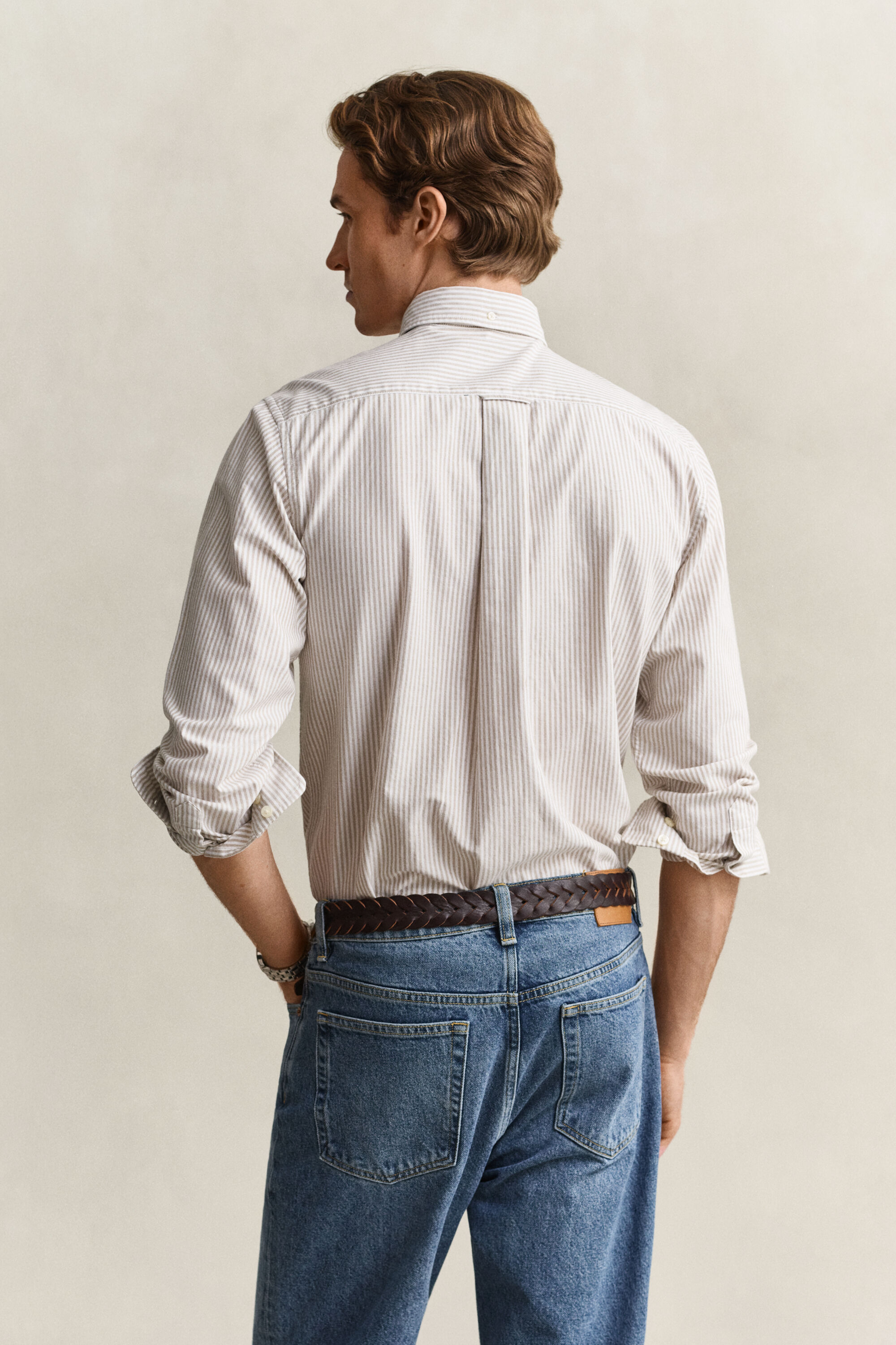 Camisa Oxford clásica de rayas finas