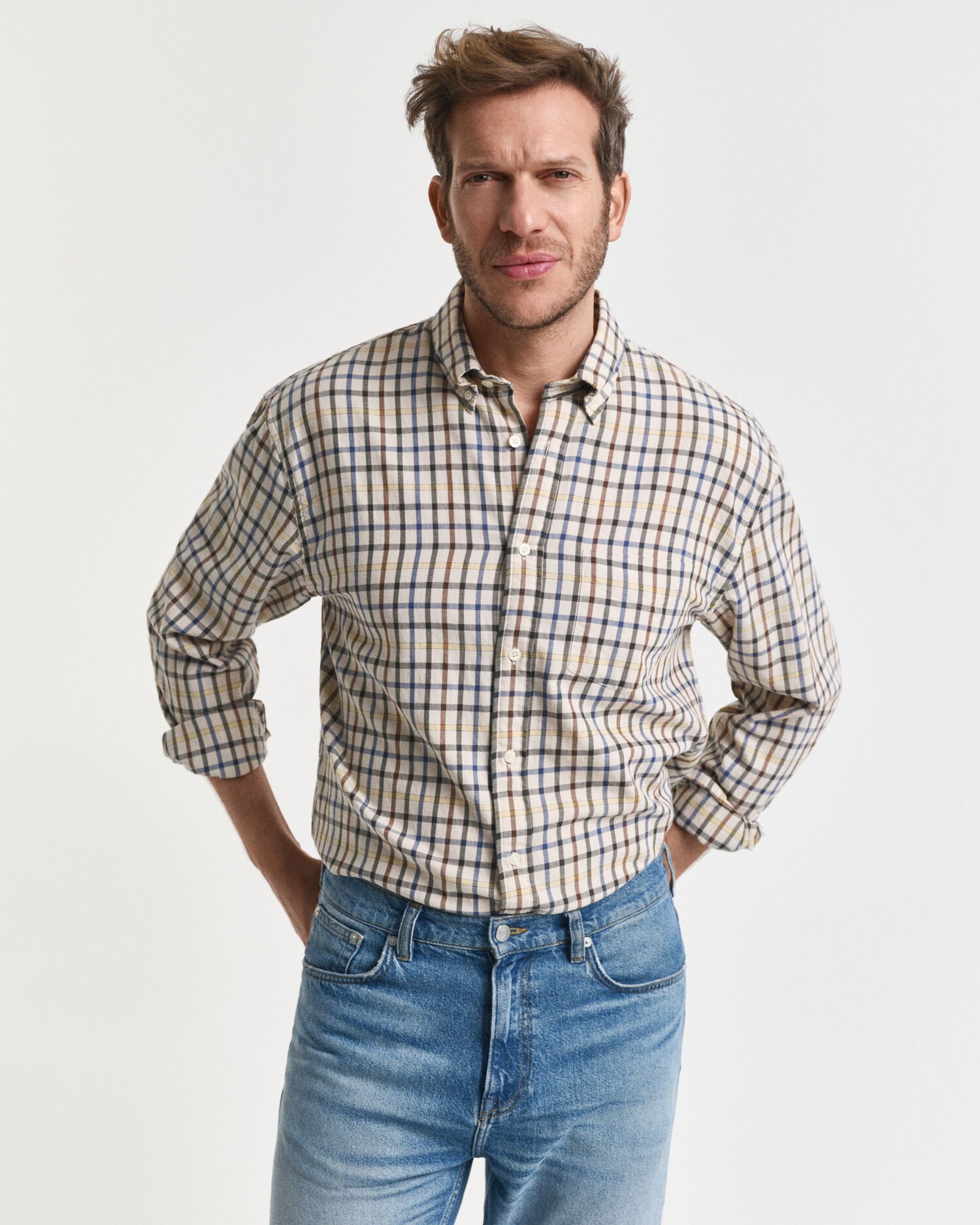 Camisa Relaxed Fit de sarga a cuadros