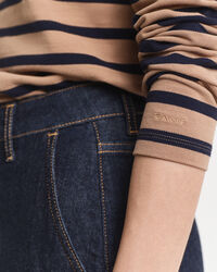 Polo de piqué de manga larga con raya bretona