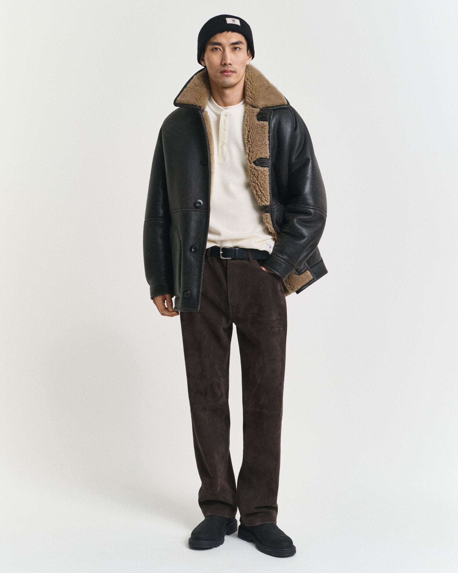 Camiseta panadera de manga larga con textura de nido de abeja