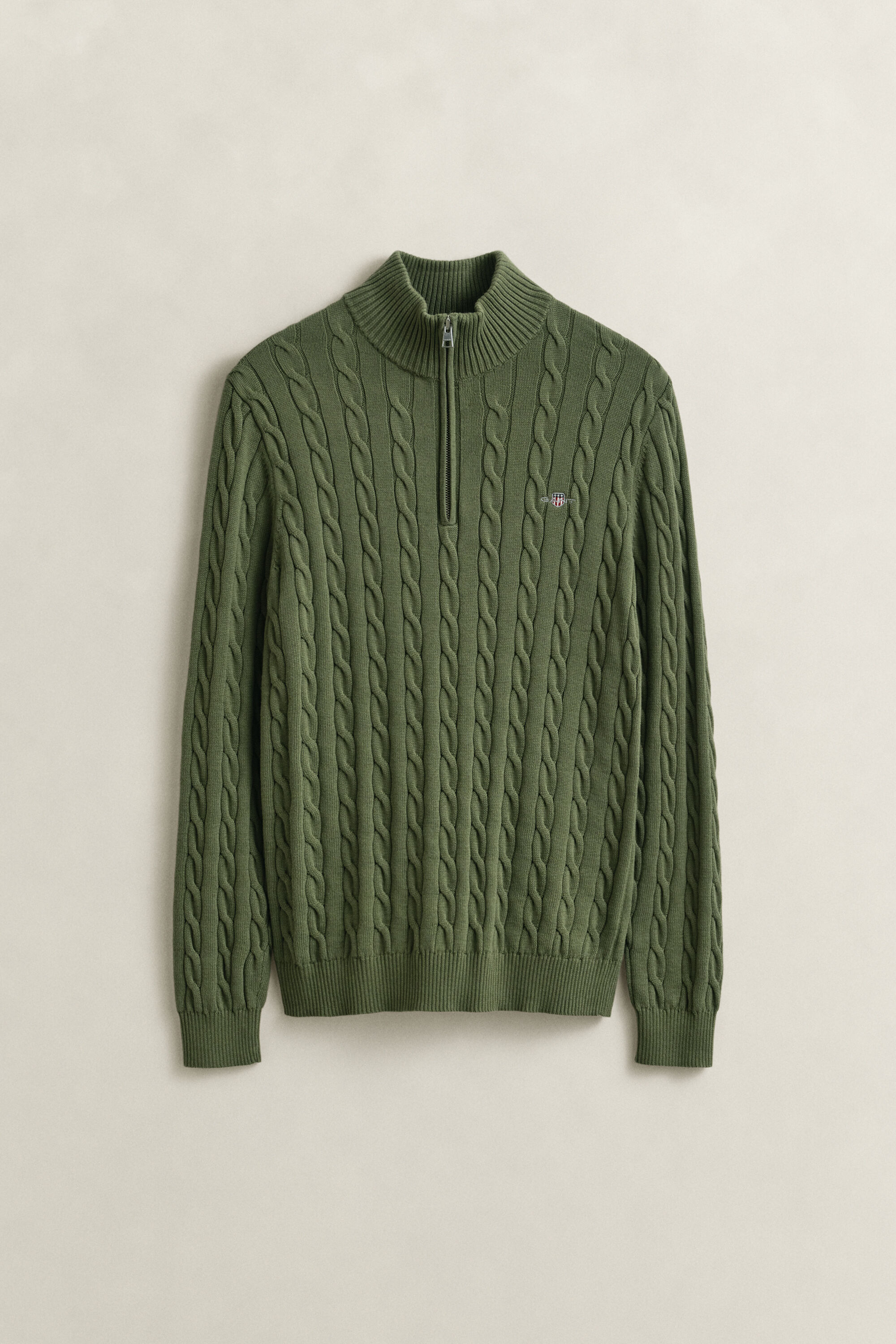 Jersey de punto de ochos con media cremallera en algodón