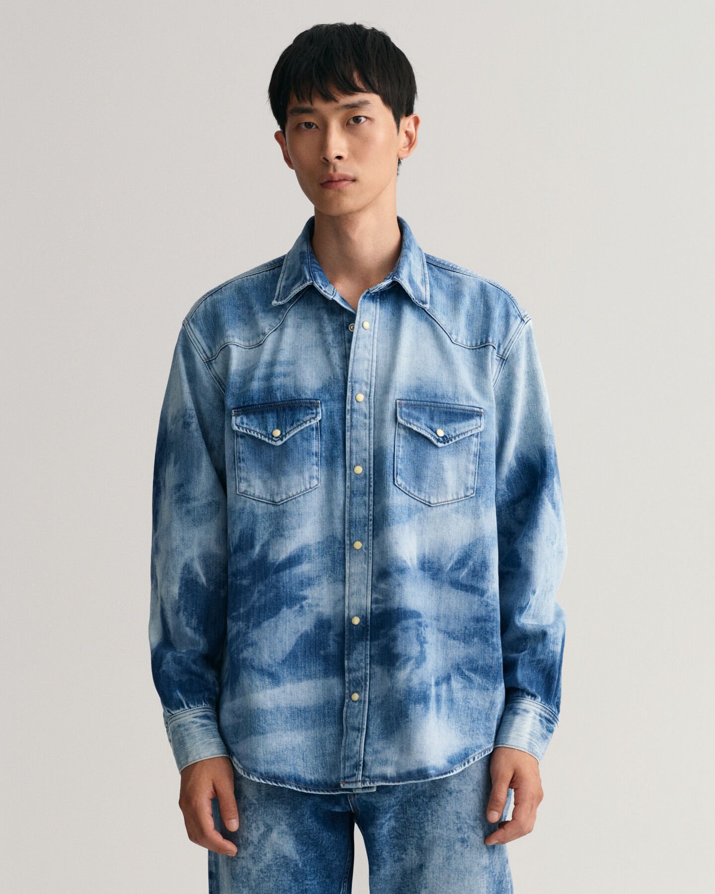 Camisa Relaxed Fit Bleach Wash Western