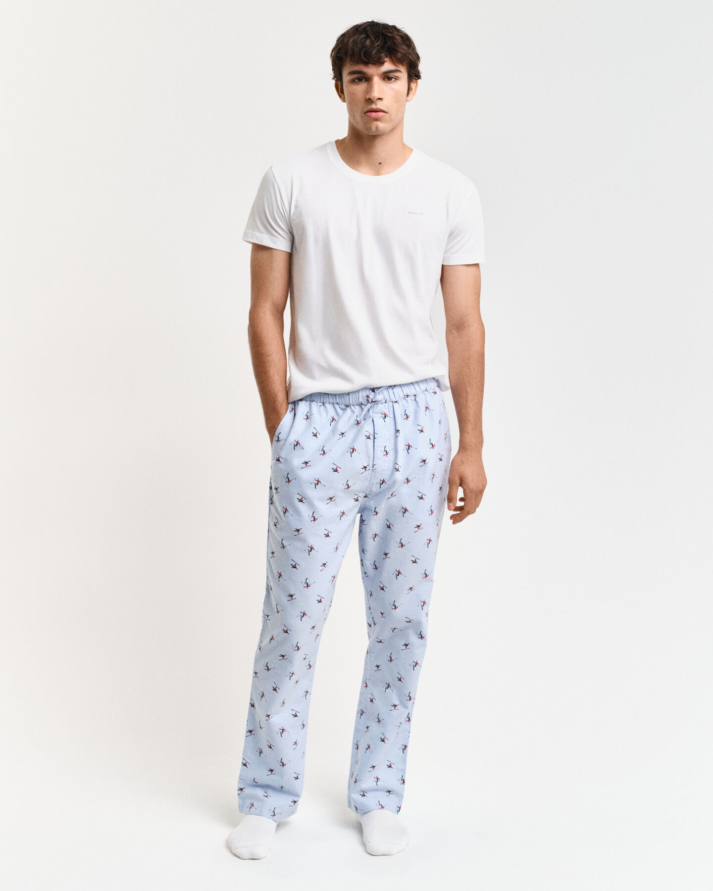 Pantalones de pijama Oxford con estampado de esquí