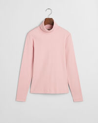 Camiseta acanalada con cuello de cisne y manga larga