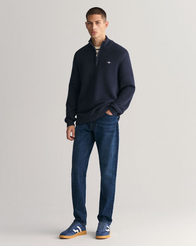 Jersey de algod&oacute;n con media cremallera Textured