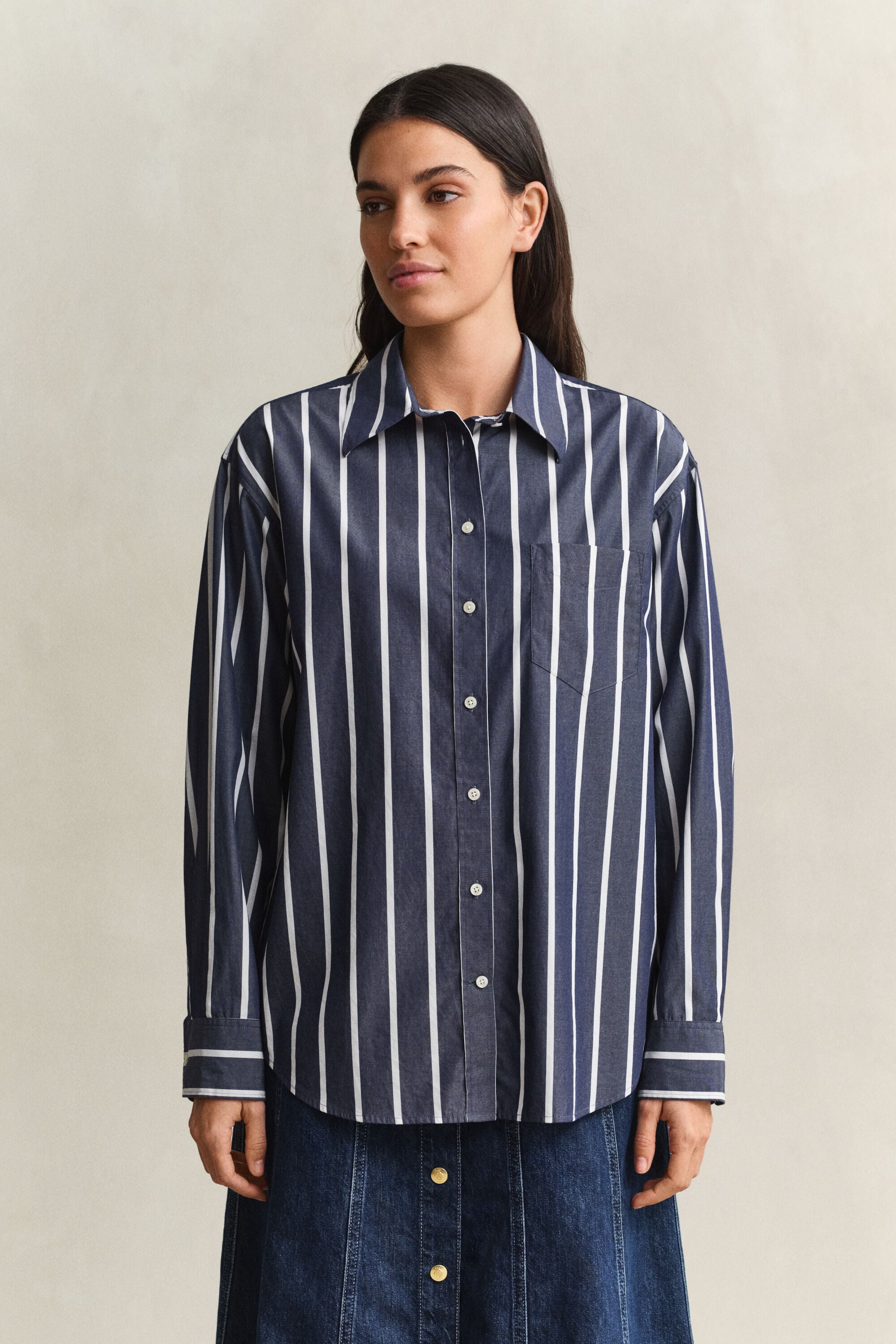 Camisa Relaxed Fit clásica de popelina a rayas