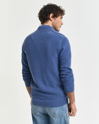 Cárdigan en piqué de algodón con cremallera