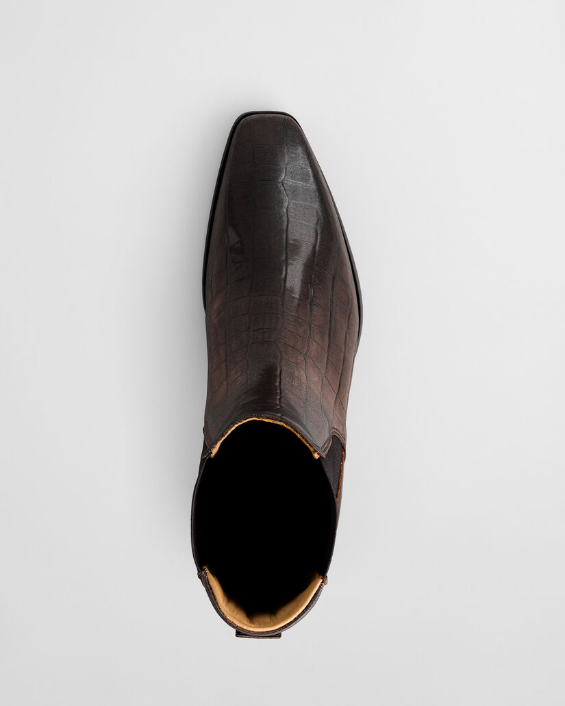 Botas Bassotte de piel de efecto cocodrilo