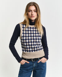 Chaleco de punto con cuello redondo Argyle