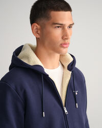 Sudadera de tejido polar sherpa con capucha y cremallera