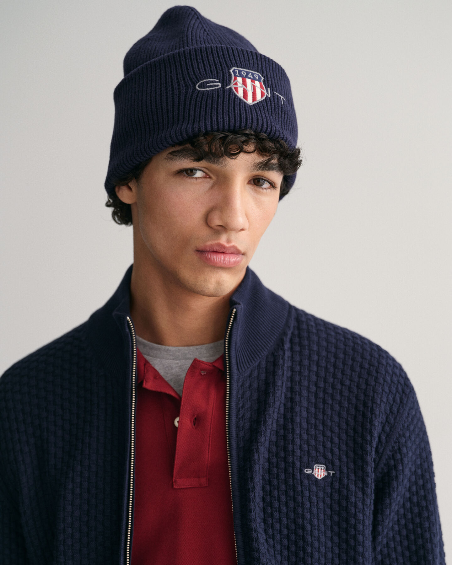 C&aacute;rdigan de algod&oacute;n con cremallera y textura