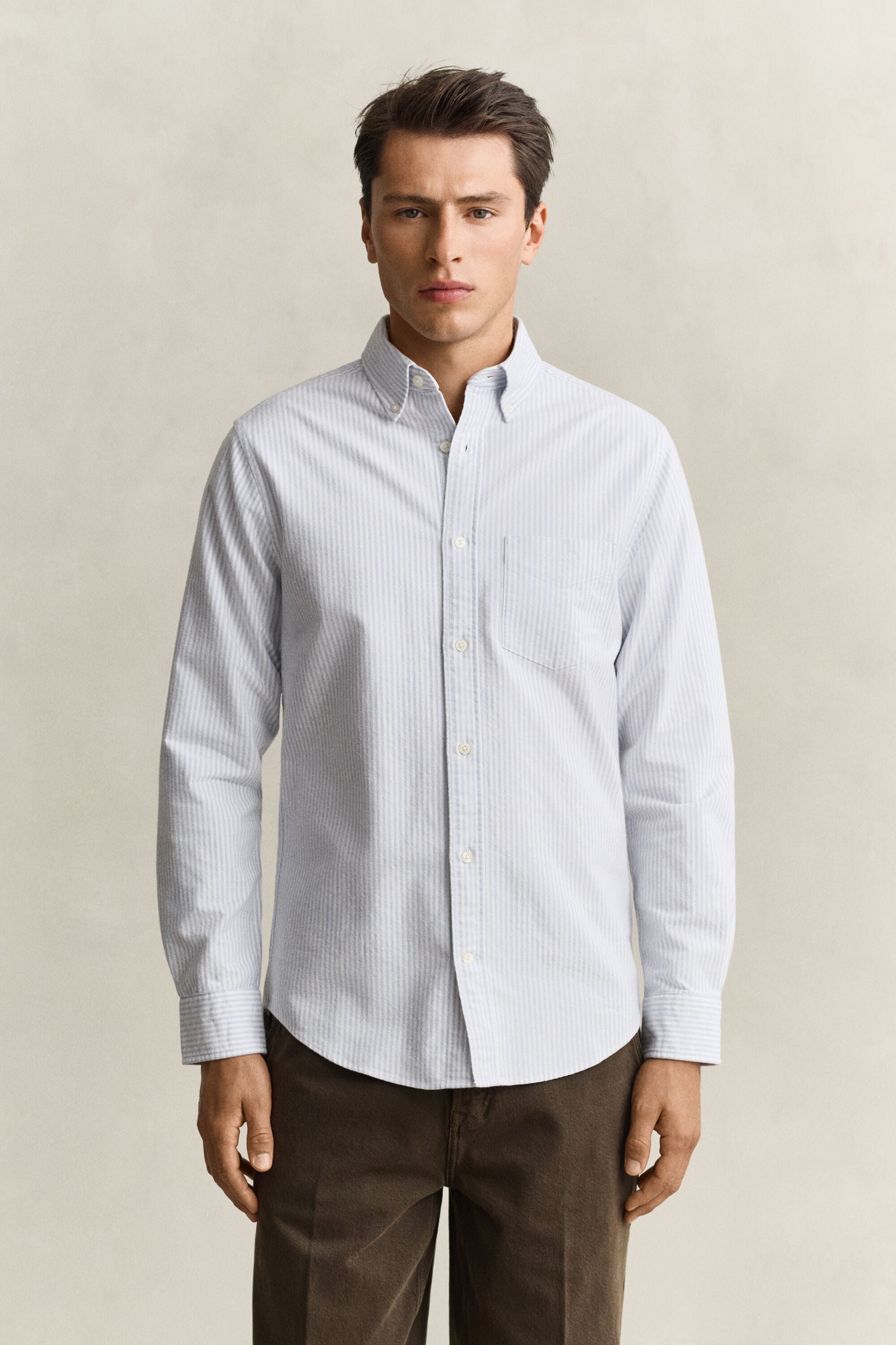 Camisa Oxford perchada de rayas