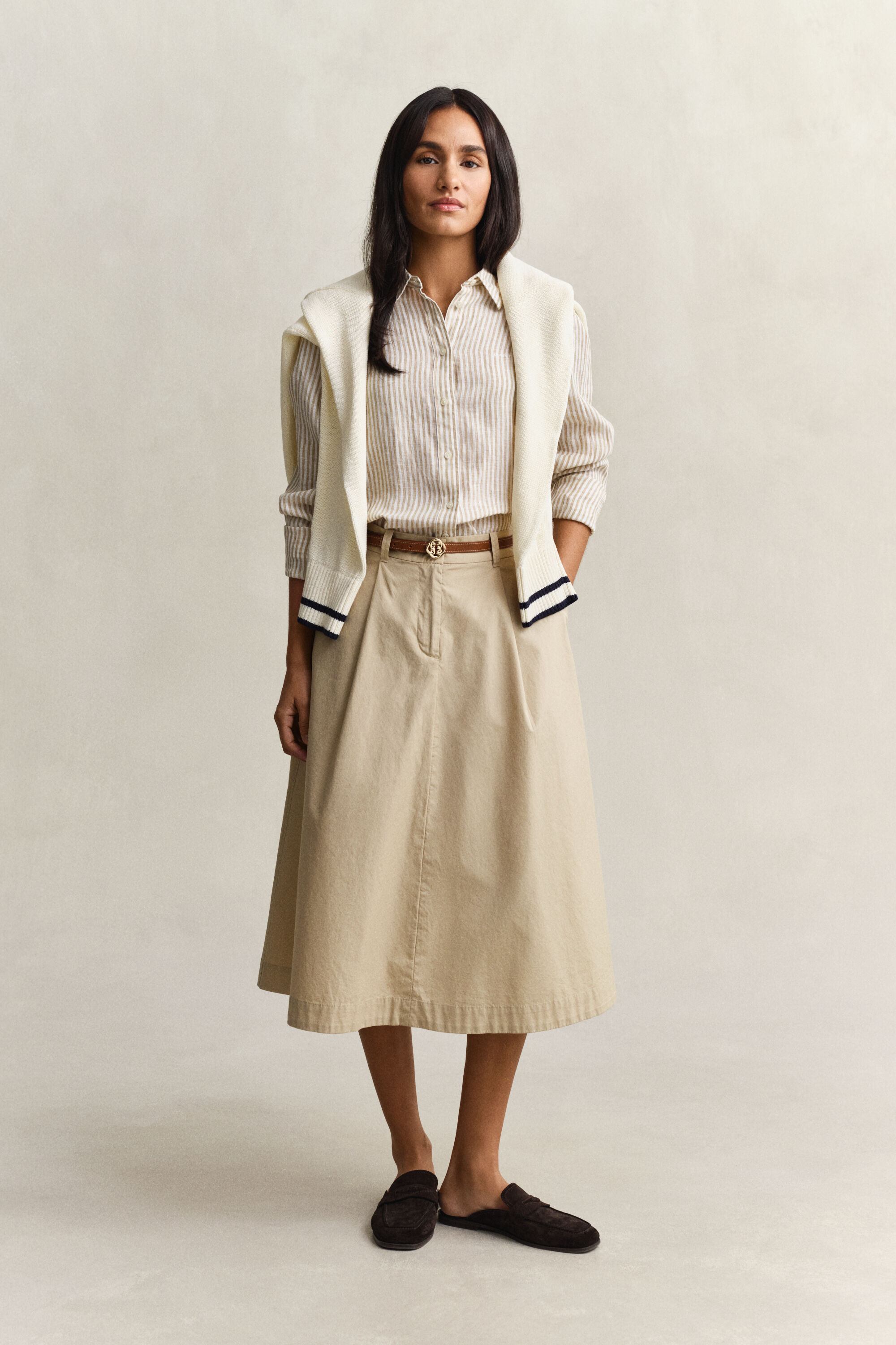 Camisa Regular Fit de lino a rayas