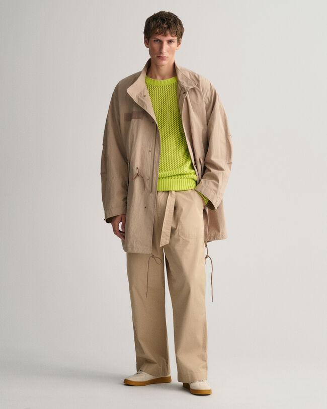 Pantalones de popelina de algod&oacute;n con cintur&oacute;n