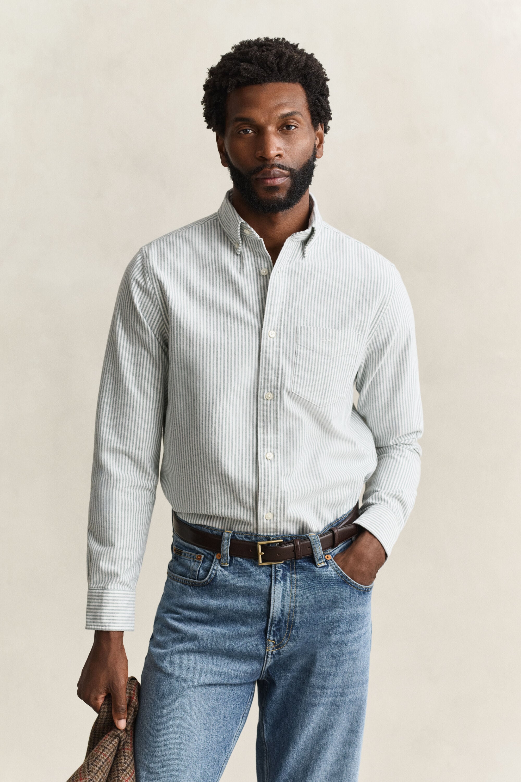 Camisa Oxford perchada de rayas