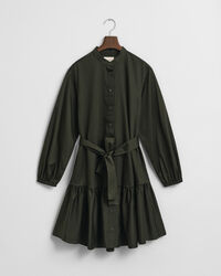 Vestido de manga larga en satén de algodón