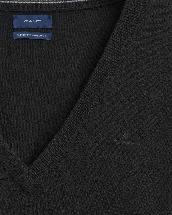 Jersey de cuello de pico en lana de oveja muy fina