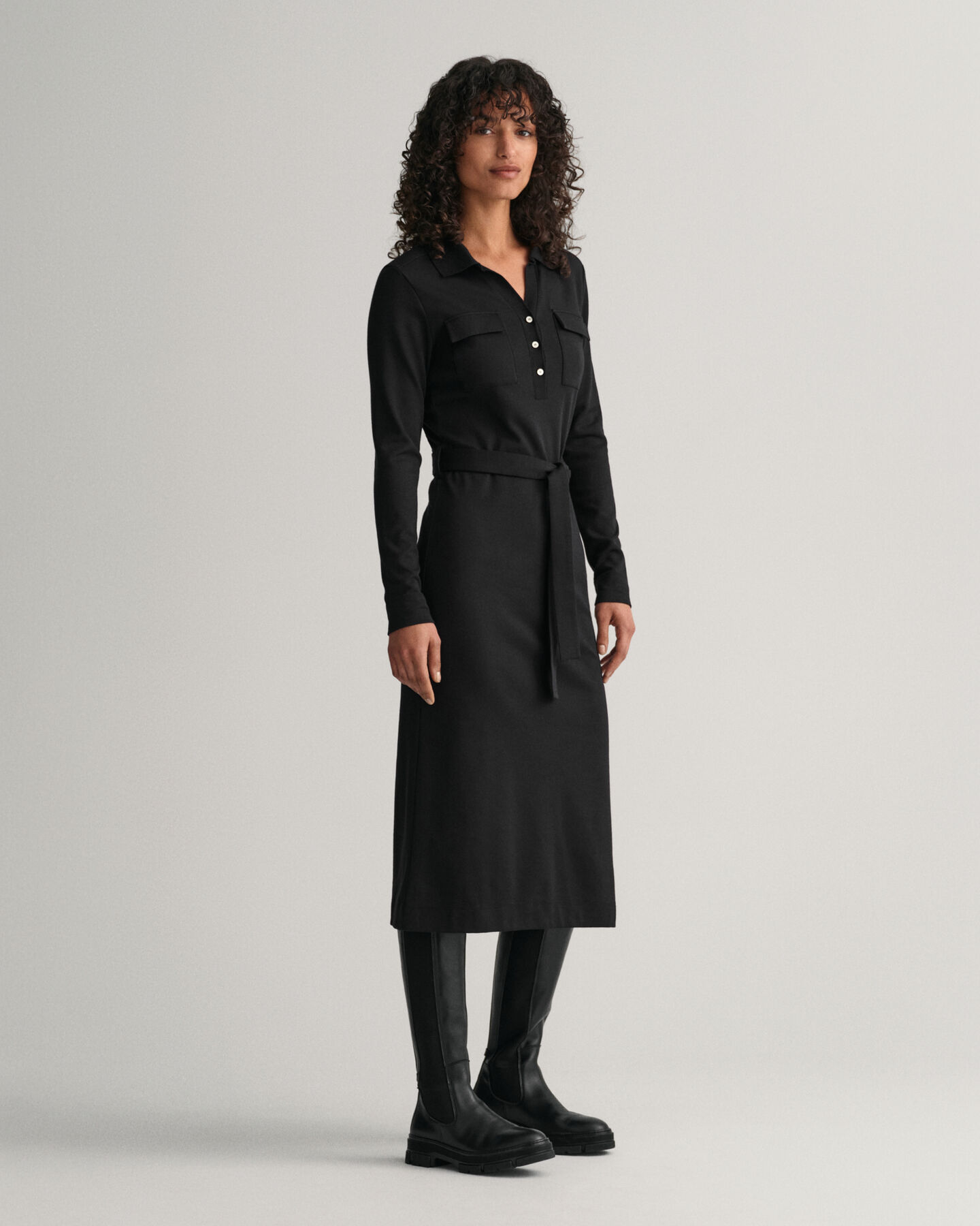 Vestido tipo polo de punto Slim Fit