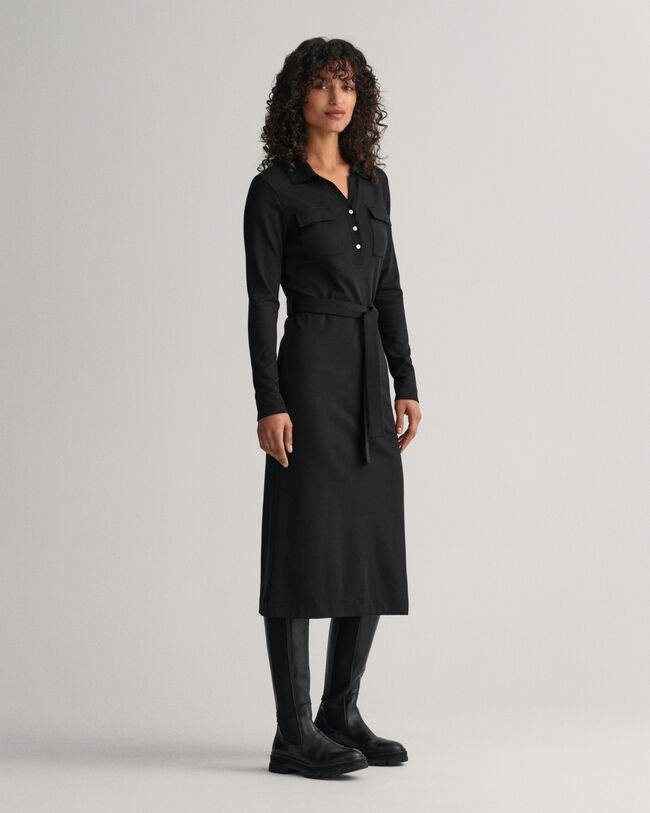 Vestido tipo polo de punto Slim Fit