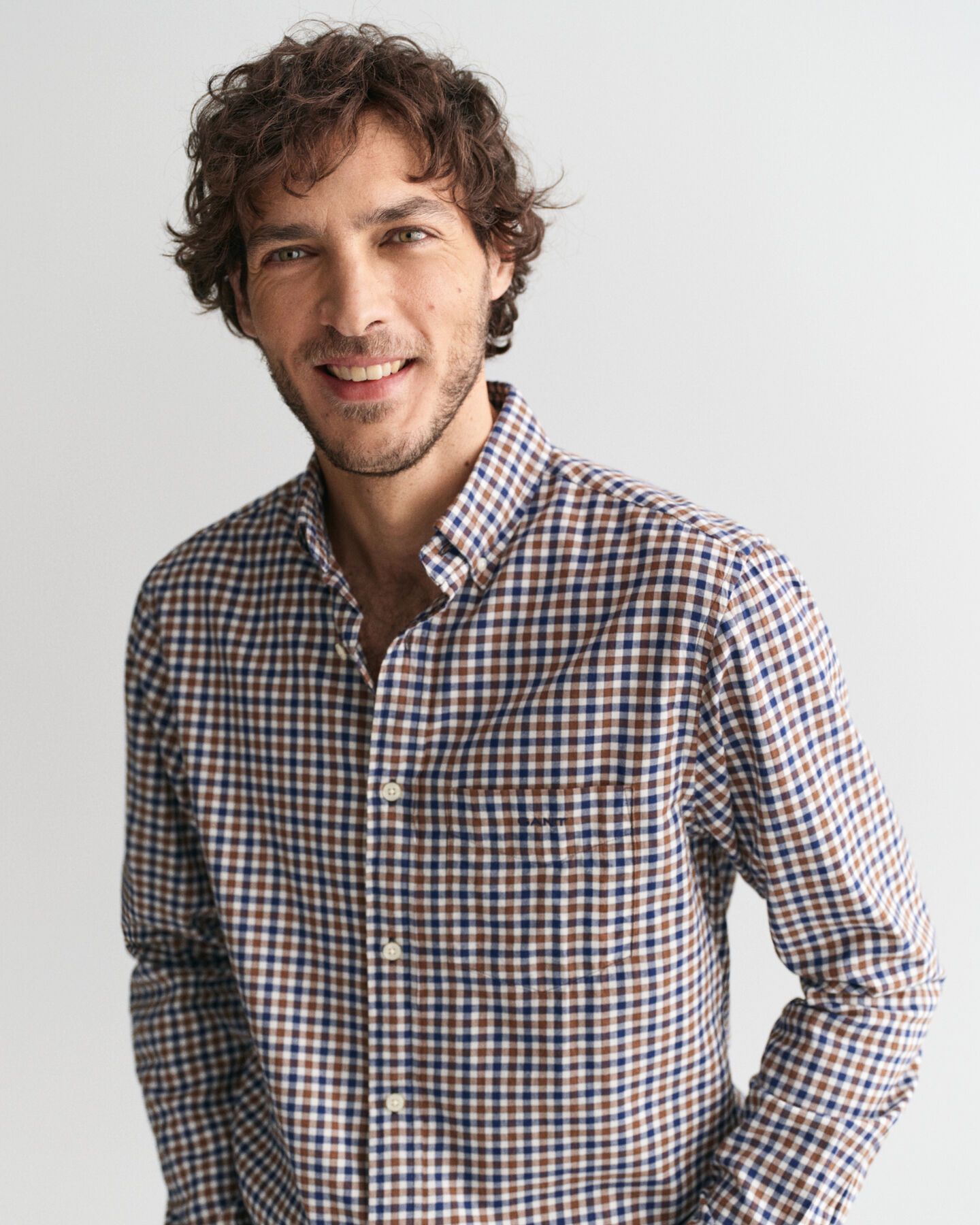 Camisa Regular Fit de sarga ligera a cuadros Vichy