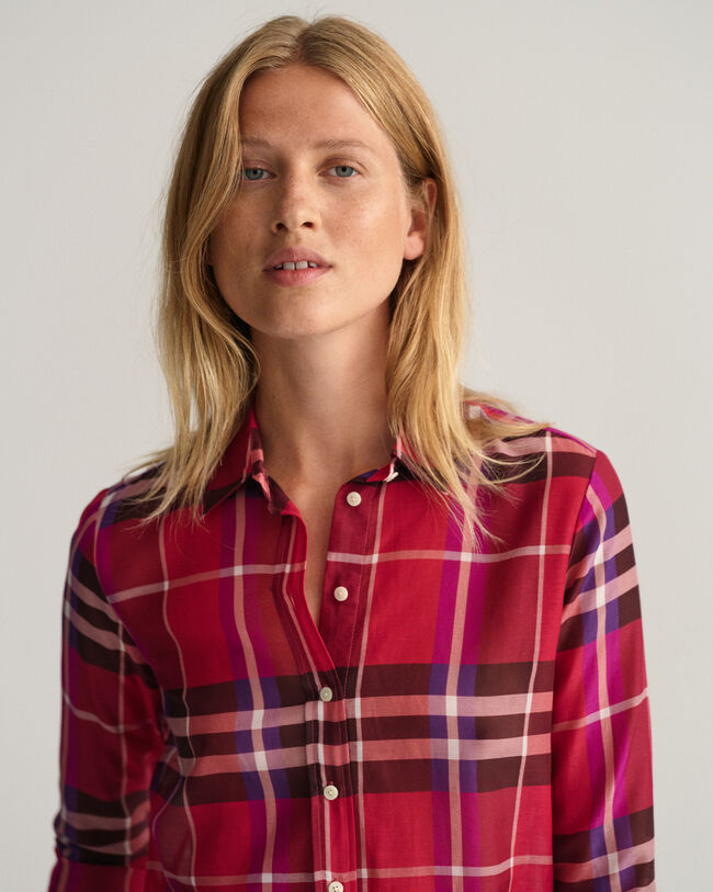 Camisa Regular Fit de seda a cuadros