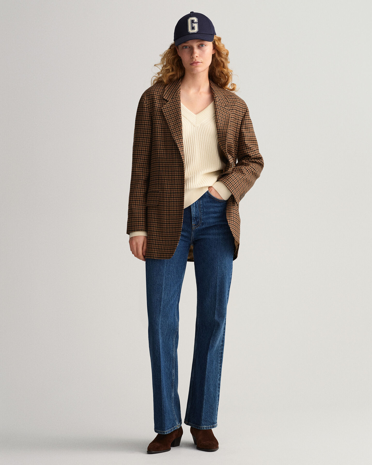 Jersey de cuello de pico y canal&eacute; en algod&oacute;n