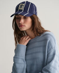 Jersey de algod&oacute;n a rayas con cuello redondo Tonal