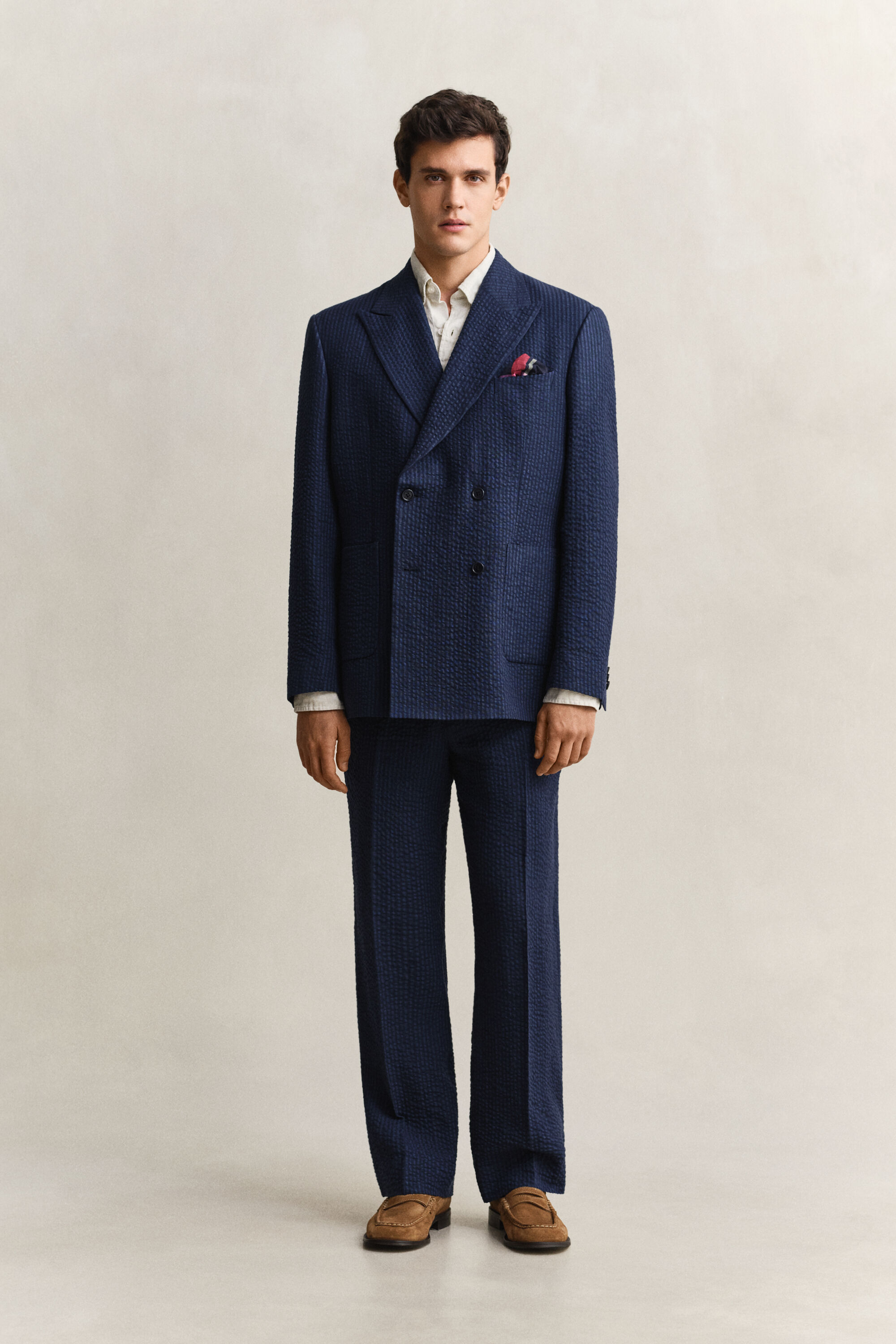 Chaqueta de traje en sirsaca añil