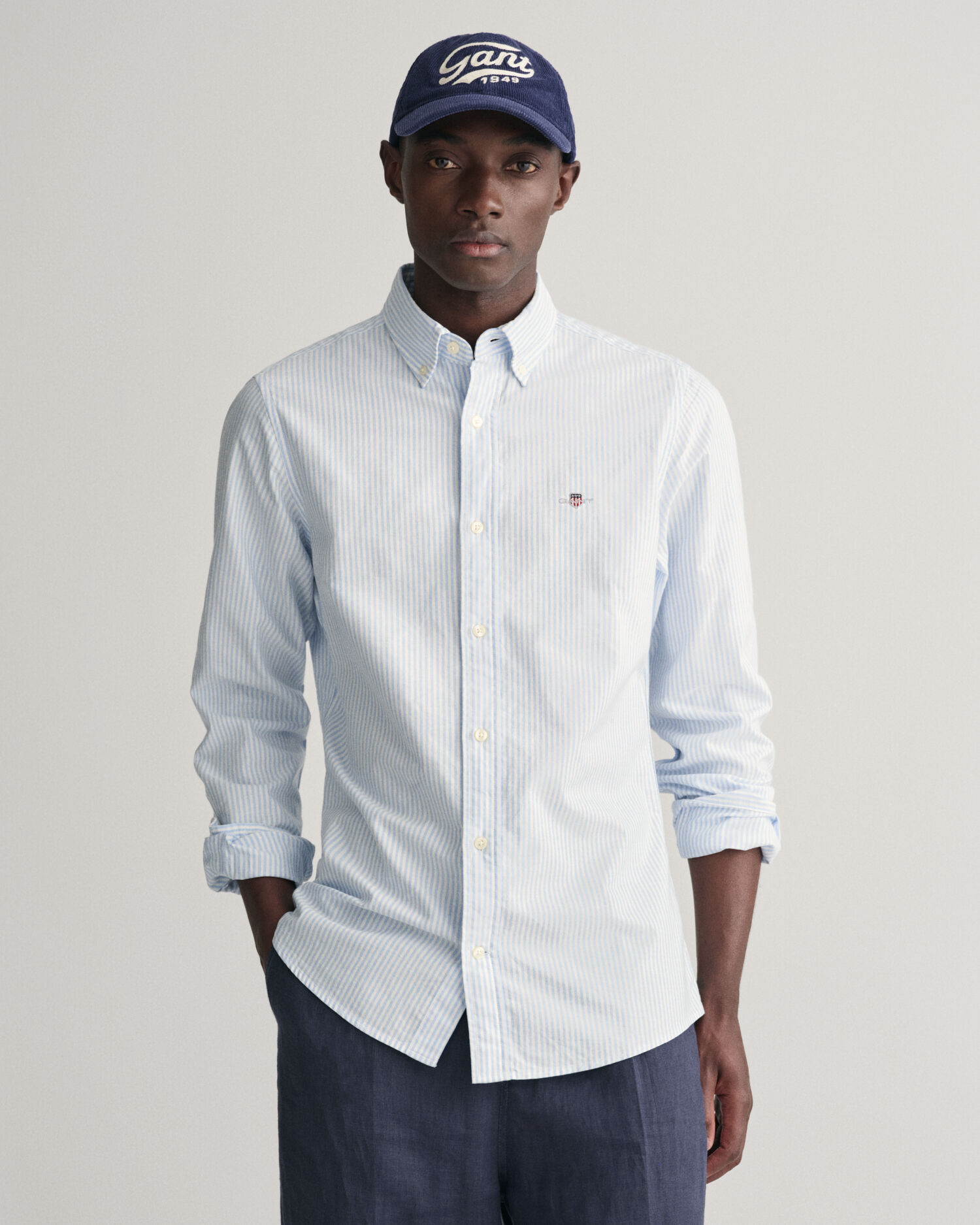 Camisa Oxford clasica Slim Fit de rayas finas GANT