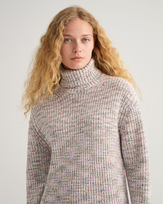 Vestido multicolor con cuello vuelto