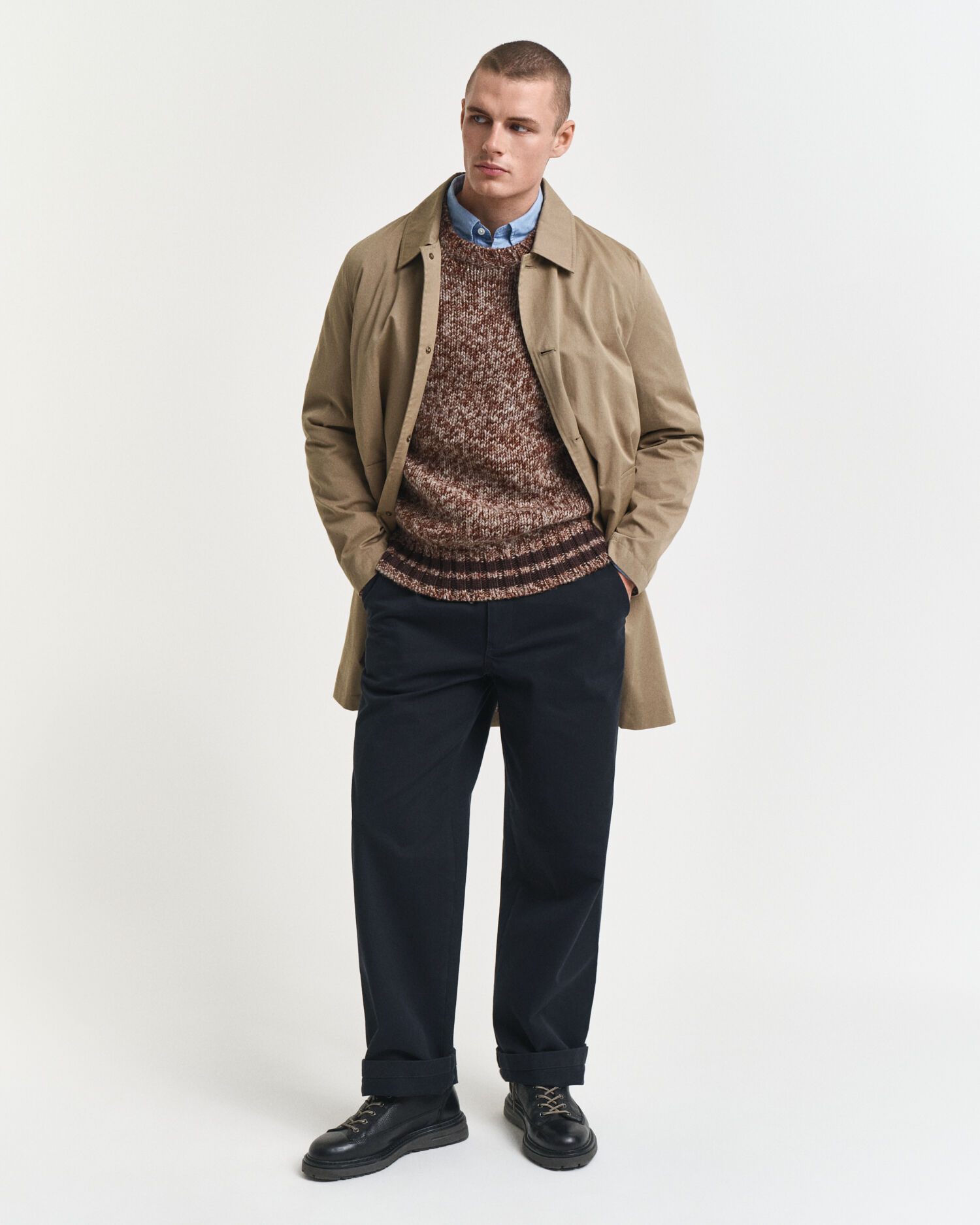 Jersey de cuello redondo en lana jaspeada