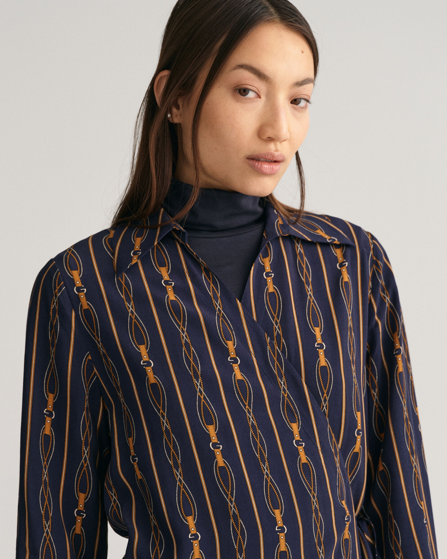 Vestido cruzado de rayas Regular Fit Rope