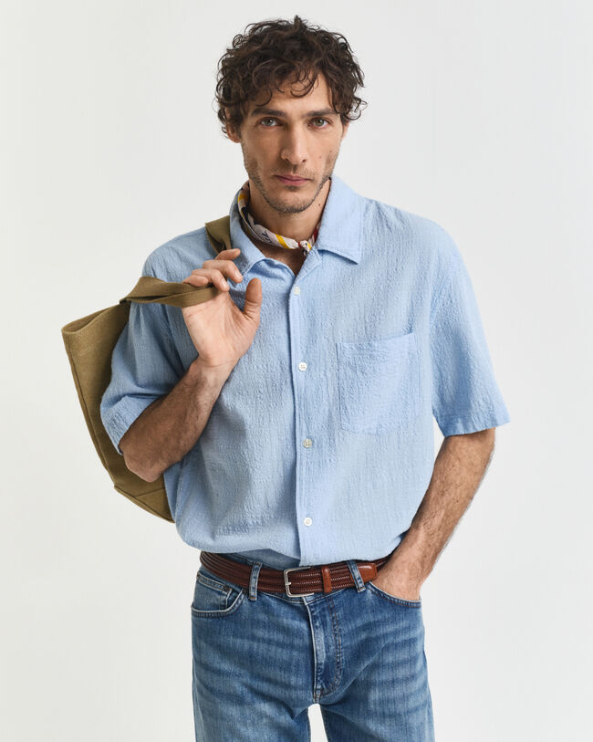 Camisa Relaxed Fit de manga corta con textura