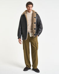 Chaqueta de piel de borreguito con efecto desgastado