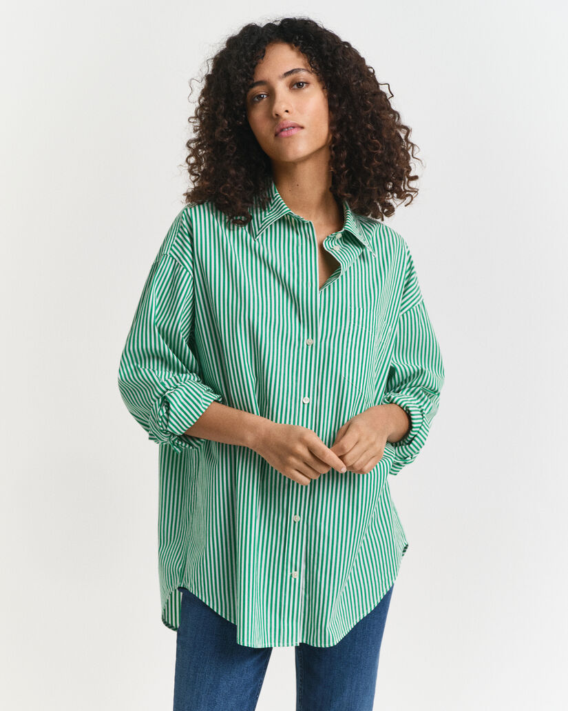 Camisa de popelina clásica a rayas oversize