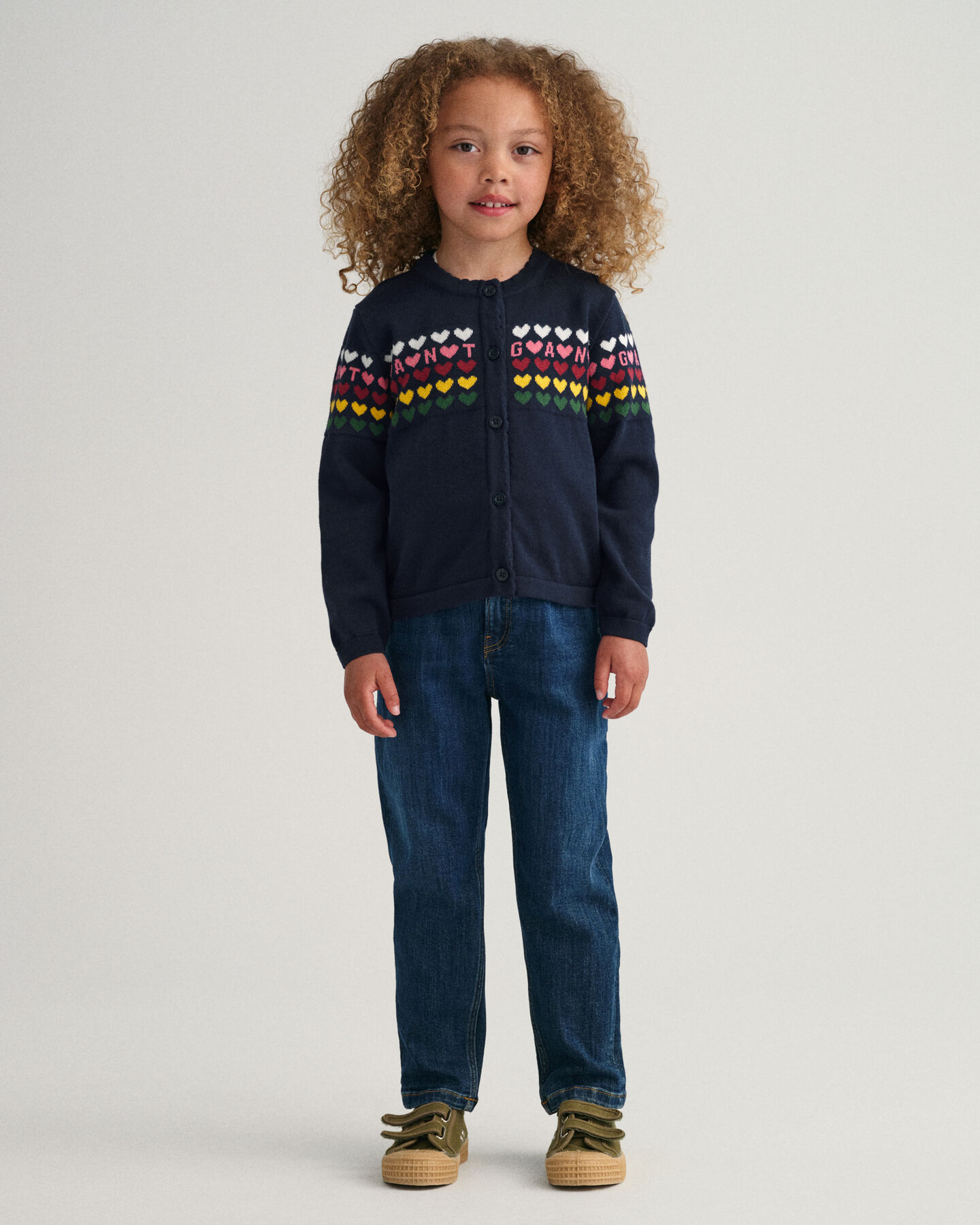 Cárdigan de punto con estampado de corazones Girls
