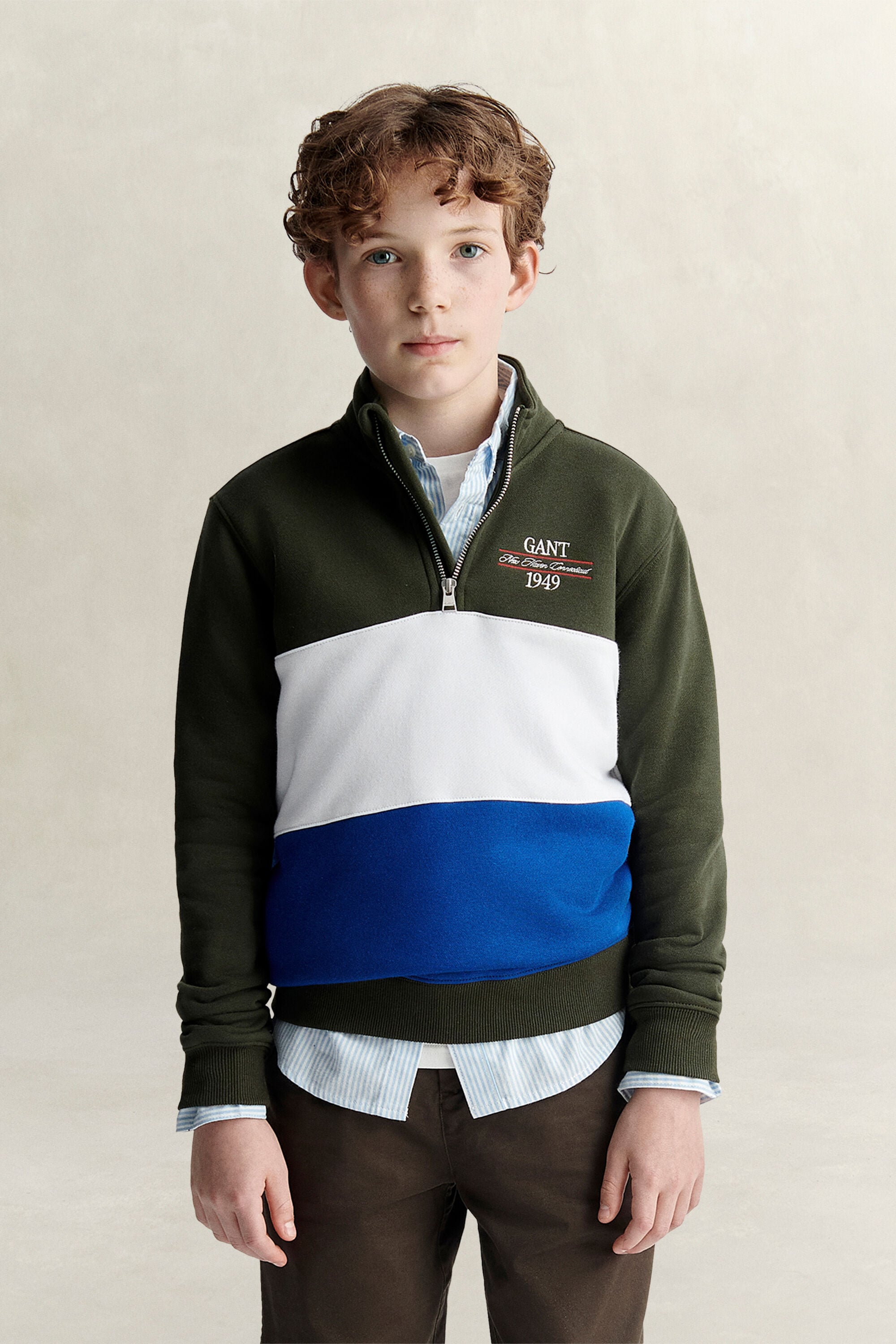 Sudadera con media cremallera y bloques de color Teen Boys