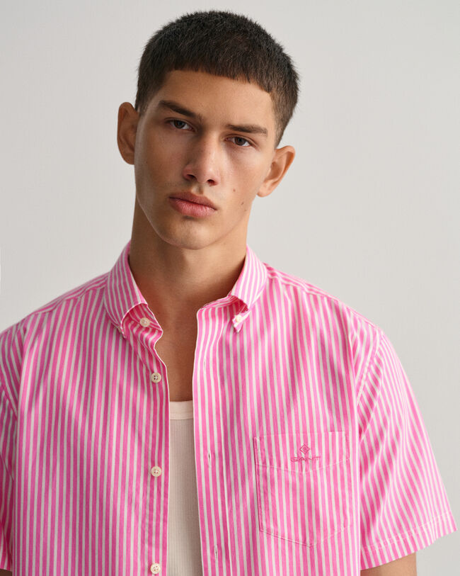 Camisa Regular Fit de manga corta en velarte a rayas