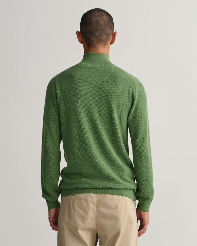 Jersey de piqu&eacute; de algod&oacute;n con media cremallera