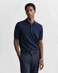 Jersey tipo polo de manga corta de lana merino extrafina