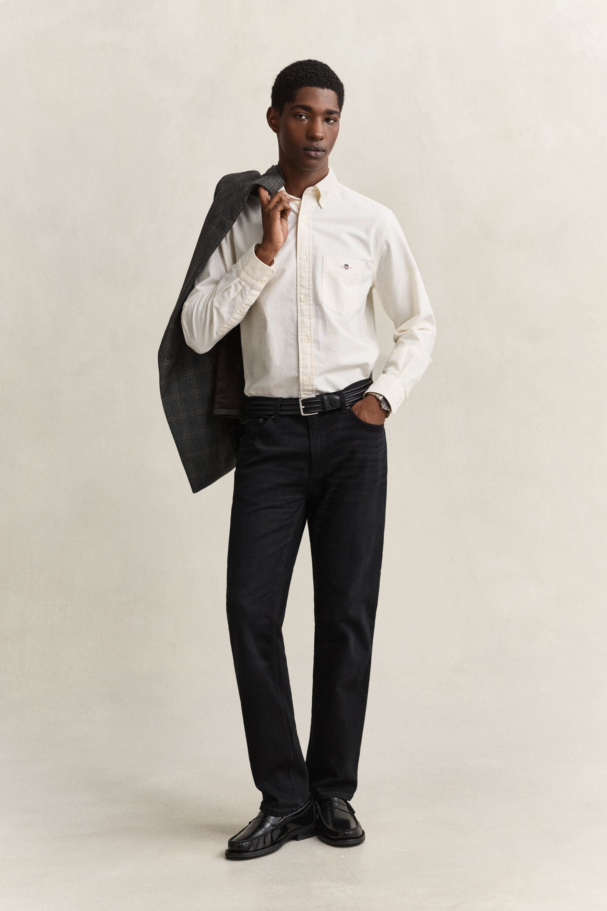 Camisa Oxford clásica de rayas finas