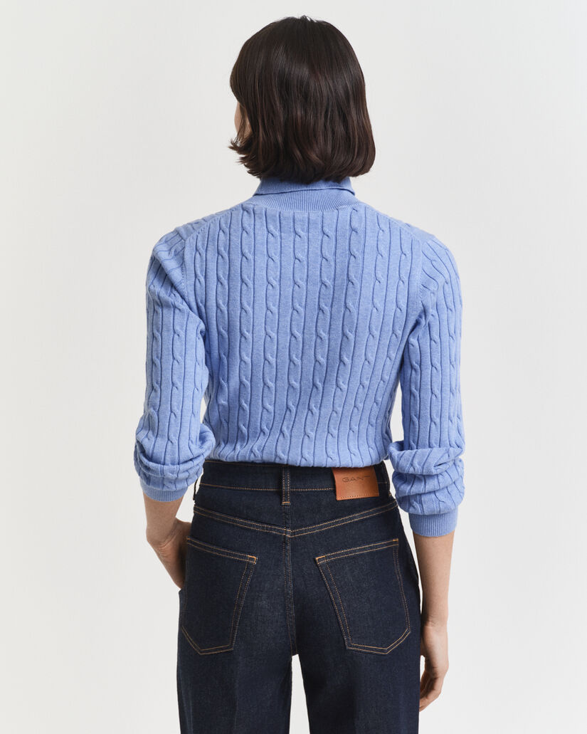 Jersey de punto de ochos en algodón elástico con cuello de cisne