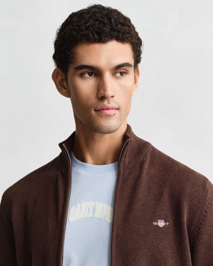 C&aacute;rdigan de algod&oacute;n con cremallera Casual