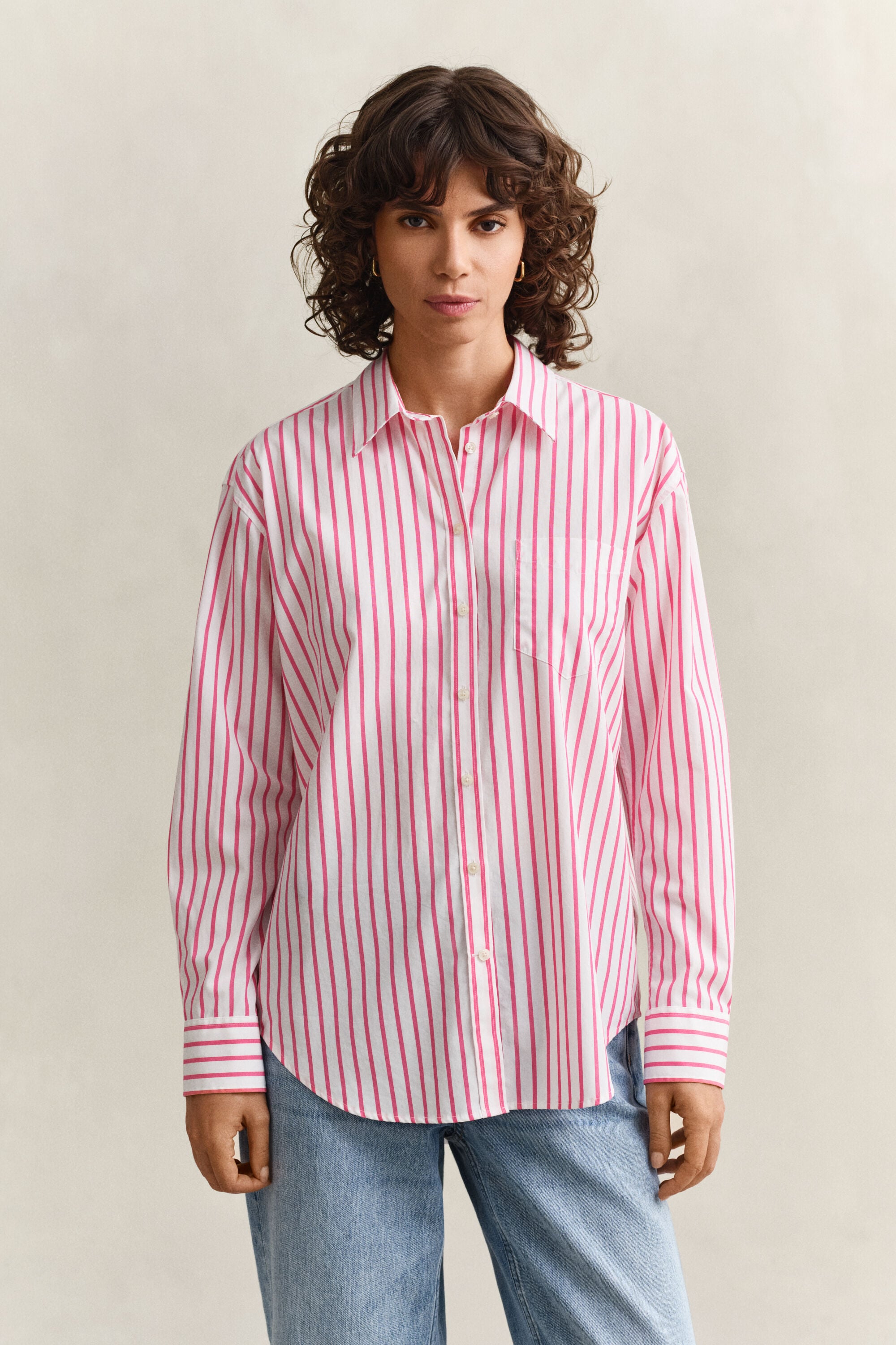 Camisa Relaxed Fit clásica de popelina a rayas