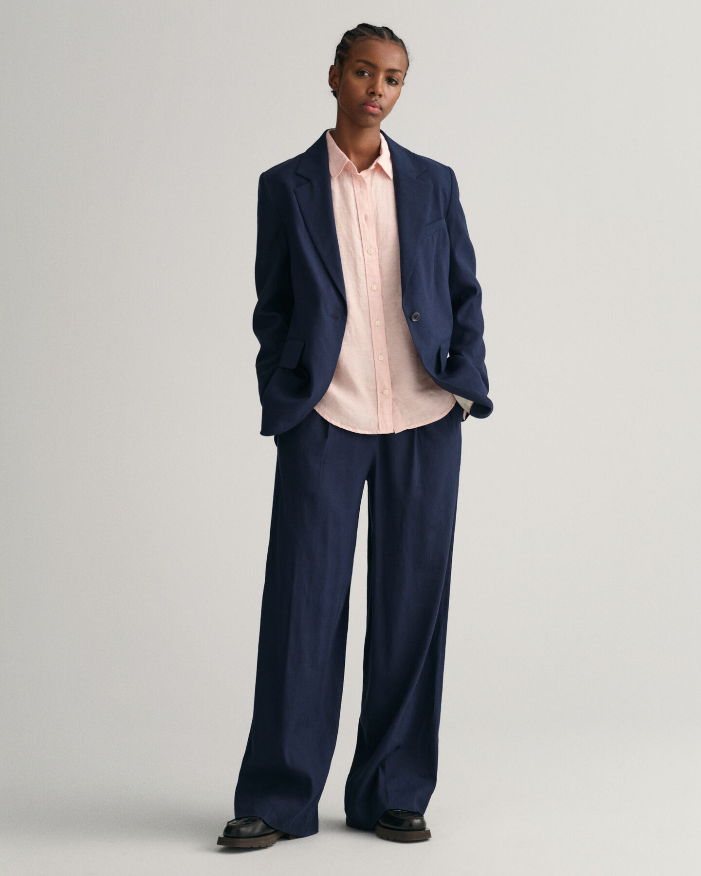 Camisa Regular Fit de cambray de lino