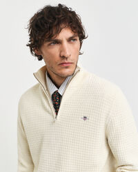 Jersey de algod&oacute;n con media cremallera y textura