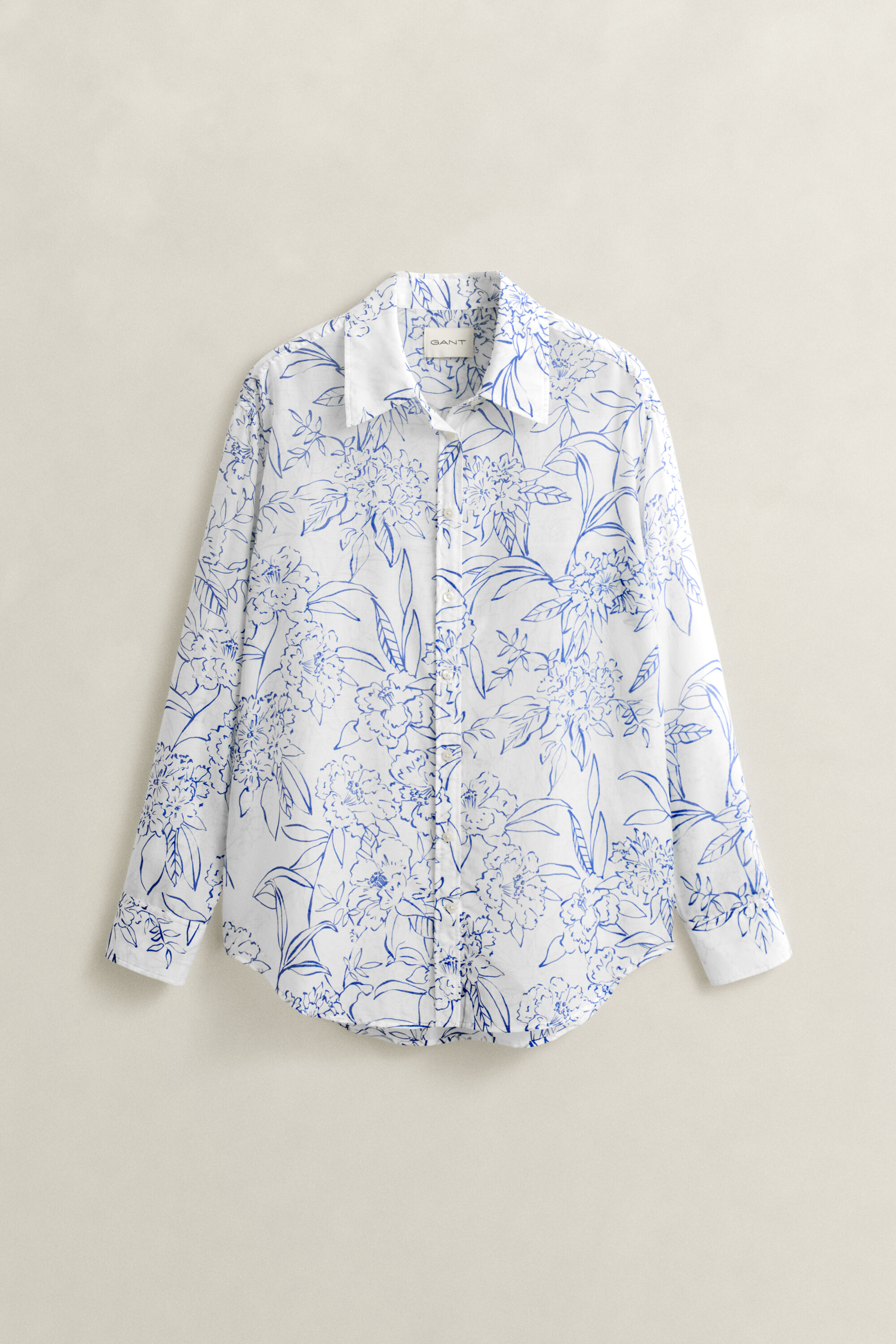 Camisa de seda y algodón con estampado de flores